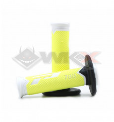 Piece Poignées PROGRIP 788 JAUNE FLUO / BLANC / NOIR de Pit Bike et Dirt Bike