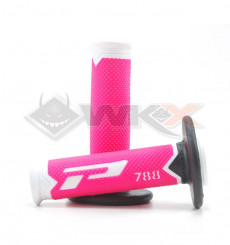 Piece Poignées PROGRIP 788 ROSE / BLANC / NOIR  de Pit Bike et Dirt Bike