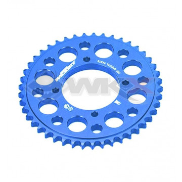 Couronne aluminium YCF axe 75mm 43 dents 420 BLEU