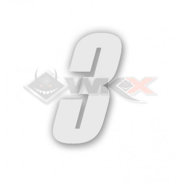 Numéro 3 plaque YCF 8cm BLANC