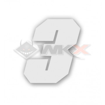 Numéro 3 plaque YCF 11cm BLANC