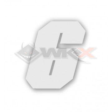 Numéro 6 plaque YCF 11cm BLANC