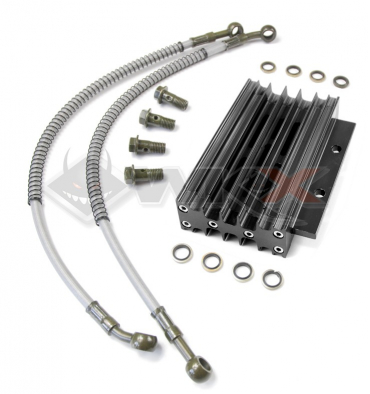 Piece Radiateur aluminium NOIR + Raccords de Pit Bike et Dirt Bike