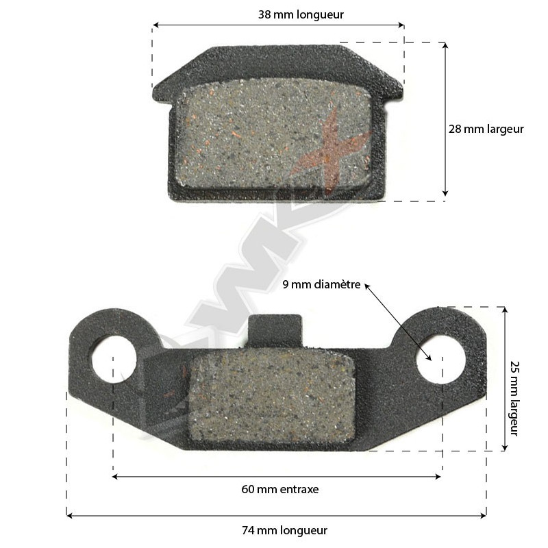 Plaquettes de frein modèle 9 - 04111 pour quad 110 et quad 125