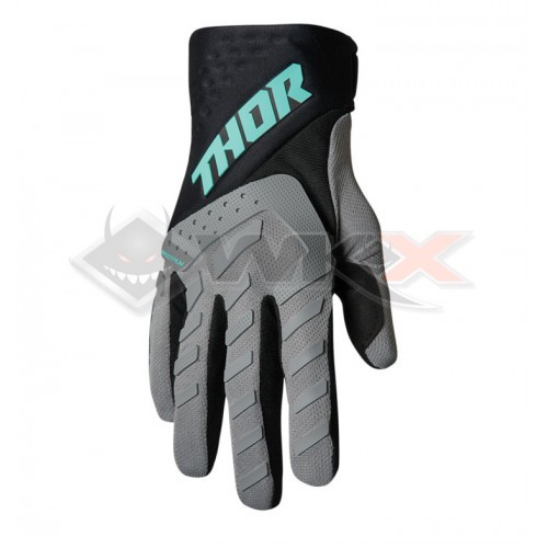 Piece Gants enfant THOR SPECTRUM GRIS/NOIR/MENTHE taille YL de Pit Bike et Dirt Bike