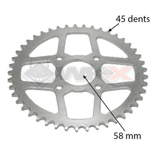 Couronne arrière axe 58 mm 45 dents 520