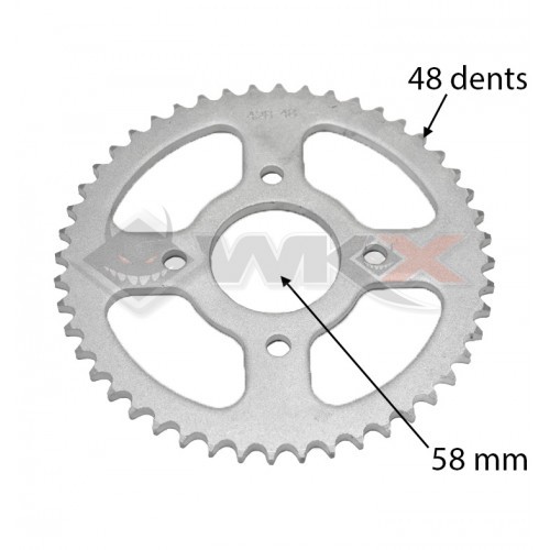 Couronne arrière axe 58 mm 48 dents 428