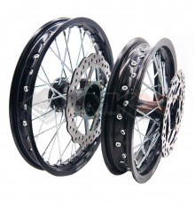 Jantes alu YCF 12/14 pouces, moyeu Noir CNC