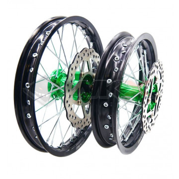 Jantes alu YCF 12/14 pouces, moyeu Vert CNC