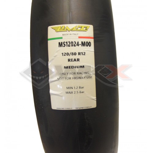 Pneu PMT slick arrière 120/80/12, gomme medium, 2023