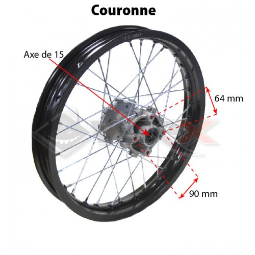 Roue arrière complète 16' axe 15mm