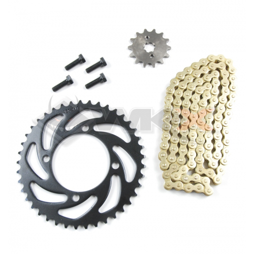 Piece Kit chaine KMC 420 - Couronne 37 - Pignon 13 de Pit Bike et Dirt Bike