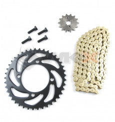 Piece Kit chaine KMC 420 - Couronne 37 - Pignon 13 de Pit Bike et Dirt Bike