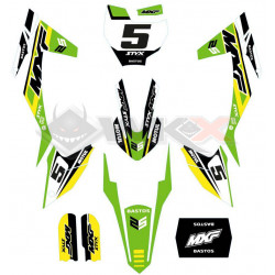 Kit décoration jaune-vert pour pit bike, dirt bike BASTOS BIKE MXF, édition 2026