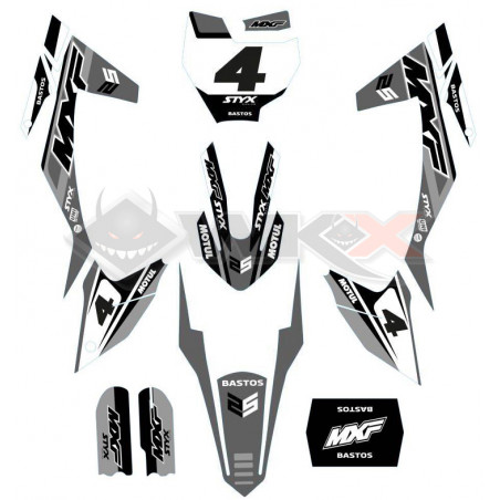 Kit décoration noir pour pit bike, dirt bike BASTOS BIKE MXF, édition 2026