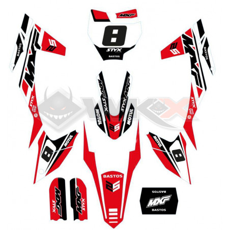 Kit décoration rouge pour pit bike, dirt bike BASTOS BIKE MXF, édition 2026