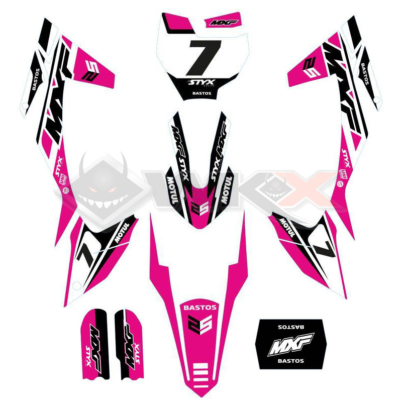 Kit décoration rose pour pit bike, dirt bike BASTOS BIKE MXF, édition 2026