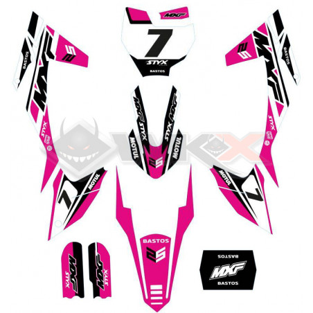 Kit décoration rose pour pit bike, dirt bike BASTOS BIKE MXF, édition 2026