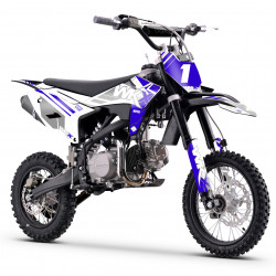 Dirt bike 125cc MX2 WKX bleu-blanc, roues 12/14 pouces, boîte manuelle, moteur Lifan.