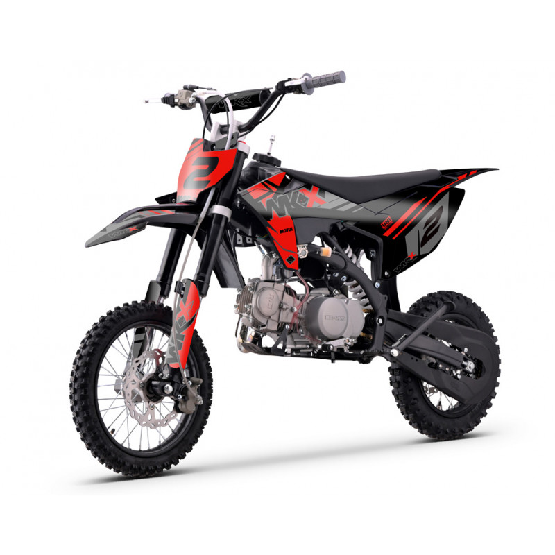 Dirt 125 MX2 WKX rouge-noir, roues 12/14 pouces, boîte manuelle, moteur Lifan.