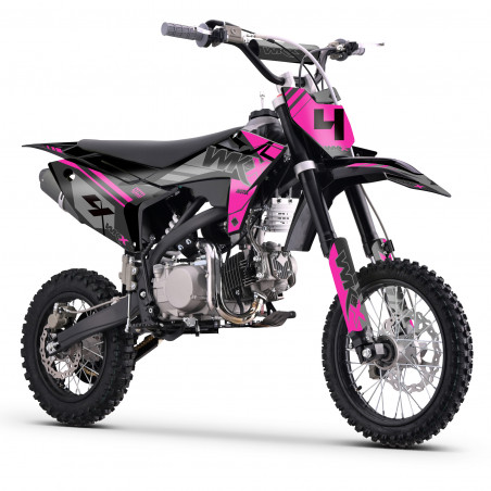 Dirt bike rose 125cc MX2 de chez WKX Racing. Boîte manuelle intuitive, esthétisme irréprochable