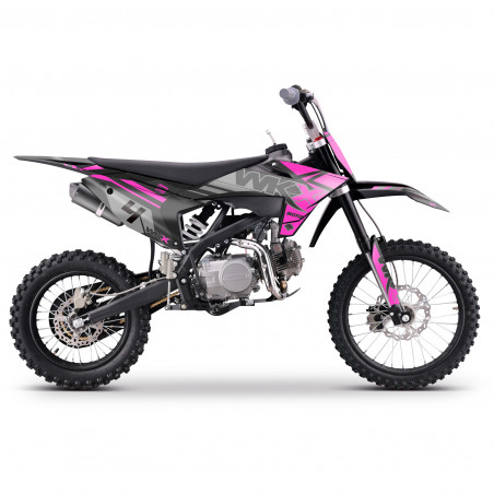 Dirt bike rose 125cm3 MX2 de chez WKX. Moteur performant, suspensions de qualité.