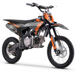 Pit bike 125 orange, roue 14/17 pouces, boîte manuelle 4 rapports MX2 de chez WKX