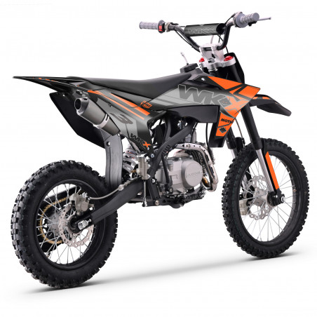 Pit bike 125 orange, roue 14/17 pouces, boîte manuelle 4 rapports MX2 de chez WKX