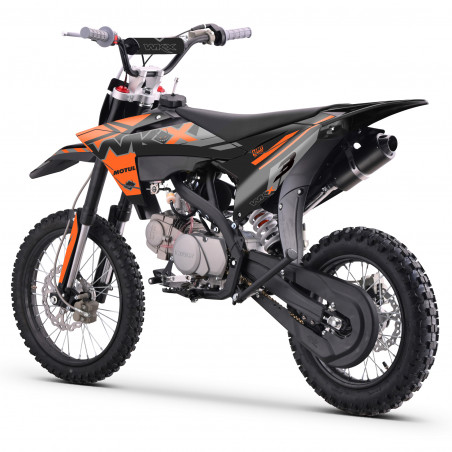 Pit bike 125 orange, roue 14/17 pouces, boîte manuelle 4 rapports MX2 de chez WKX