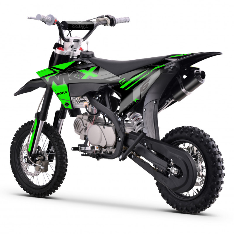 Dirt 150cc WKX, gamme MX2, couleur verte pour rider confirmé. Moteur fiable et puissant.