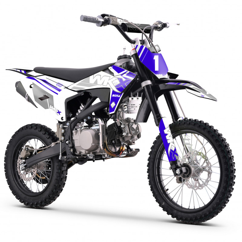 Dirt bike 150cc WKX MX2, roues de 14/17 pouces, couleur bleue