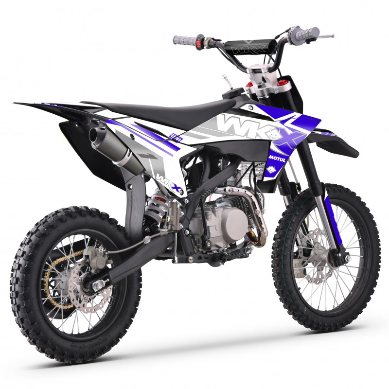 Dirt bike 150cc WKX MX2, roues de 14/17 pouces, couleur bleue