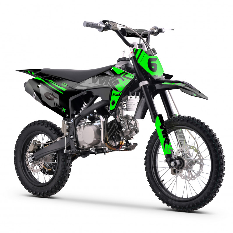 Dirt 150cc verte, roues 14/17 pouces de chez WKX Racing, modèle MX2