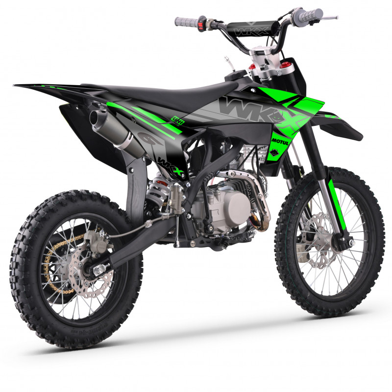 Dirt 150cc verte, roues 14/17 pouces de chez WKX Racing, modèle MX2