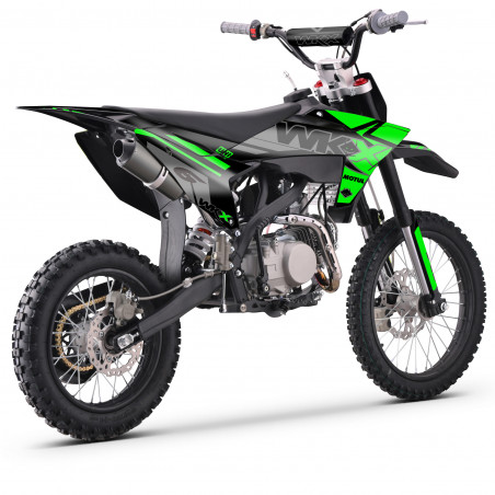 Dirt 150cc verte, roues 14/17 pouces de chez WKX Racing, modèle MX2