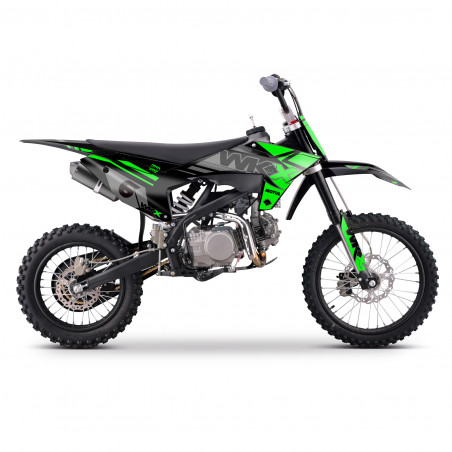 Dirt 150cc verte, roues 14/17 pouces de chez WKX Racing, modèle MX2