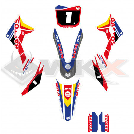 Kit déco MINI CRF 110-M2 ROUGE-JAUNE 2026 pour pit bike BS BASTOS BIKE, gamme 2026