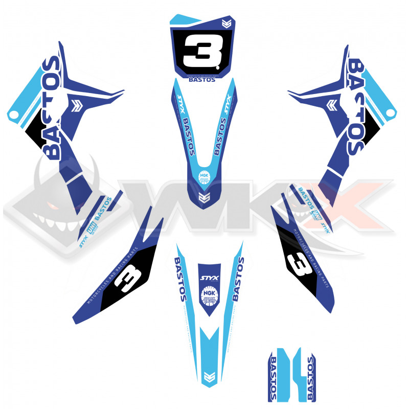 Kit déco BLEU 2026 pour kit plastique MINI CRF 110-M2 BASTOS BIKE