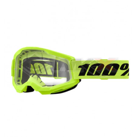 Masque STRATA 2 100% JAUNE FLUO pour motocross et pit bike