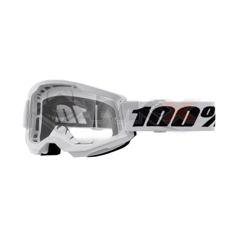 Masque cross 100% STRATA 2 BLANC pour moto et motocross