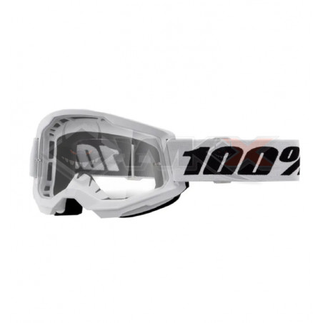 Masque cross 100% STRATA 2 BLANC pour moto et motocross