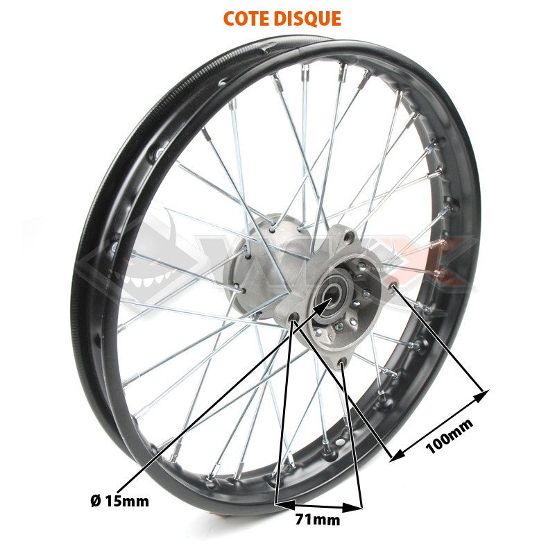 Roue avant complète 14' axe 15mm