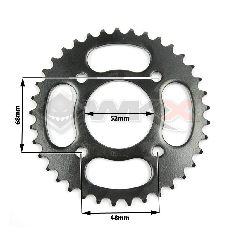 Couronne arrière axe 52 mm 39 dents 428