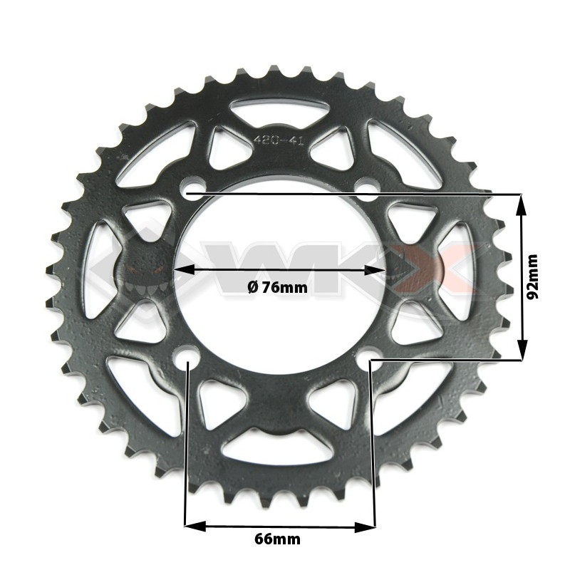 Couronne arrière axe 76 mm 43 dents 428