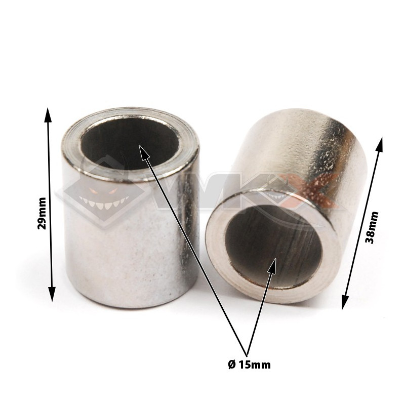 Entretoises axe de roue 15mm longueur 29-38mm