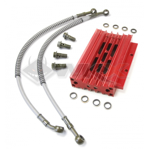 Piece Radiateur aluminium ROUGE + Raccords de Pit Bike et Dirt Bike