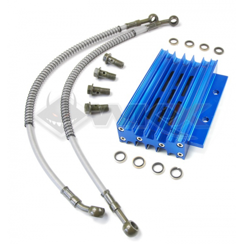 Piece Radiateur aluminium BLEU + Raccords de Pit Bike et Dirt Bike