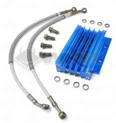 Piece Radiateur aluminium BLEU + Raccords de Pit Bike et Dirt Bike