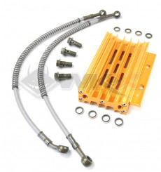 Piece Radiateur aluminium OR + Raccords de Pit Bike et Dirt Bike