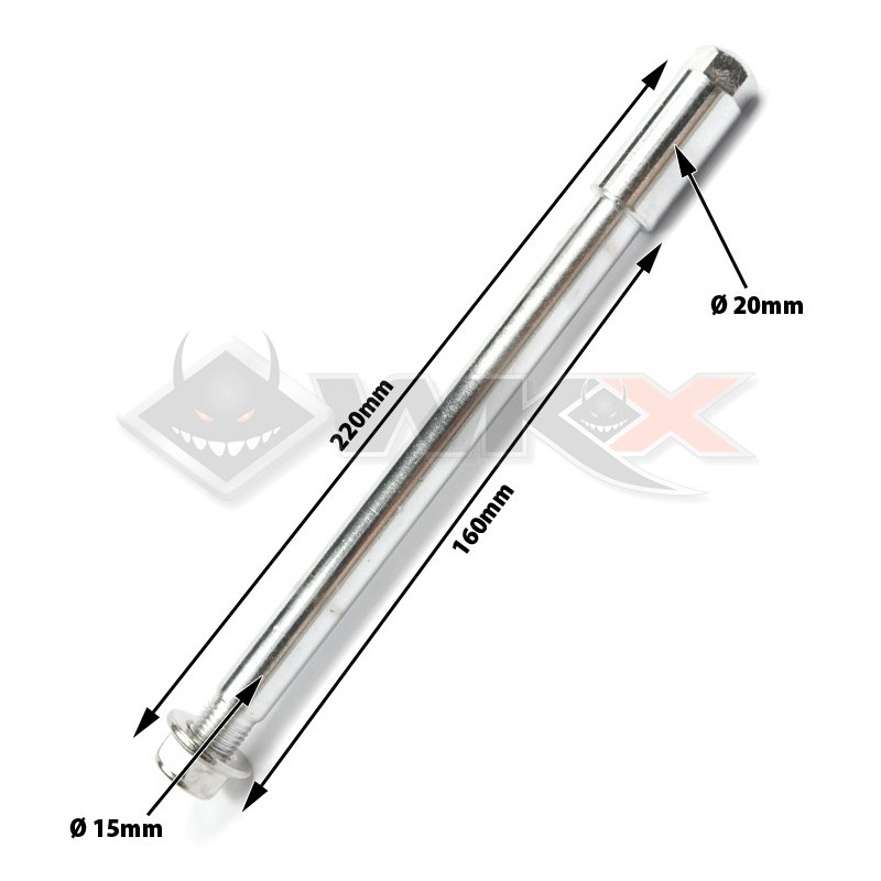 Axe de roue avant de pit bike 15mm longueur 220mm Marzocchi Staggs